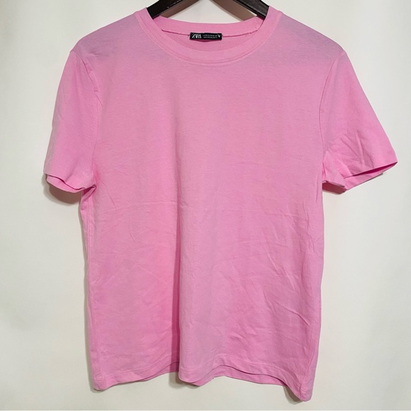 Zara Tops - Zara Womens Pink Short Sleeve Crewneck Tee Size M